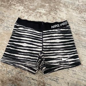 Black and White Nike Pro Spandex Shorts